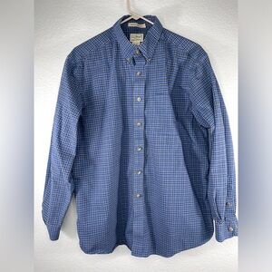 LL‎ Bean Regular Fit Blue Plaid Check Button Up Wrinkle Resistant Shirt Mens L
